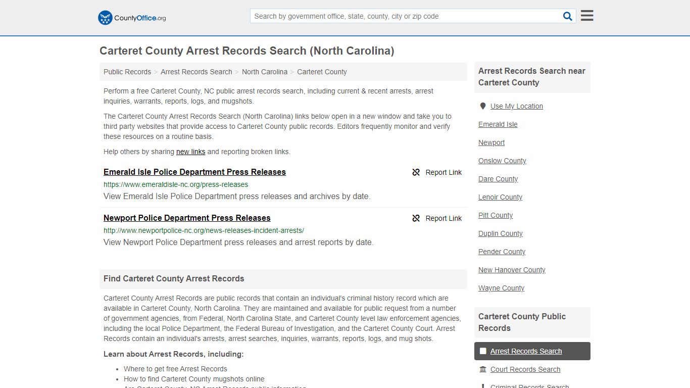 Arrest Records Search - Carteret County, NC (Arrests ...